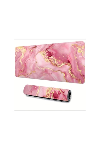 Sge Teknoloji 65x25 Cm Pembe Mermer Tasarımı Kaydırmaz Taban Speed Yüzey Oyuncu Mouse Pad Gaming