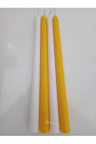 Yılbaşı Özel Serisi 4'lü Sarı Beyaz Şamdan Doğal Kokulu Soya Mumu