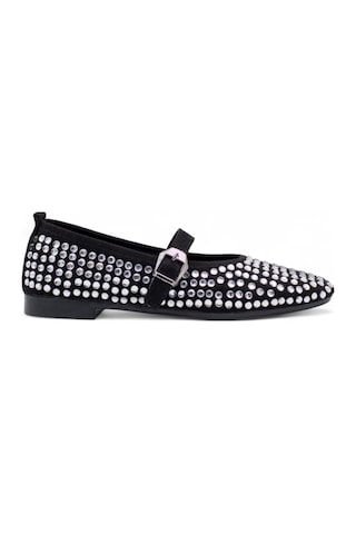 Shoes Taşlı Tokalı Kadın Babet Gümüş