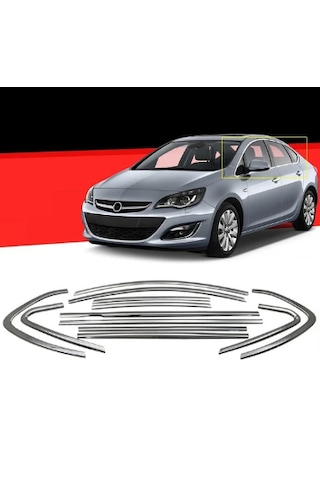 Opel Astra J Sedan 2012-2021 Tam Tur Cam Çerçeve Kromu Paslanmaz
