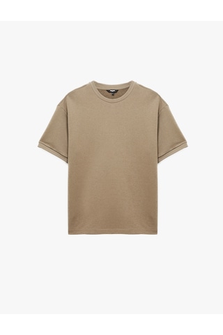 Koton Bisiklet Yaka Rahat Kesim Kısa Kollu Spor Sweatshirt Bej 6sam70007nk Ekru