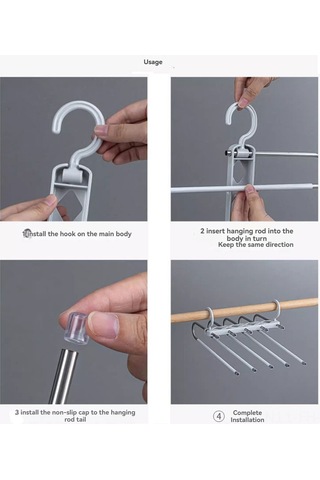 Folinda Ev İçi Çekirdekli Çok Katlı Pantolon Asıcı - Pürüzsüz, Ters Geri Çekilebilir, Çelik Malzeme 5 Kat Beyaz Beyaz