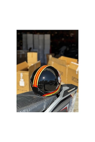 Nero Retro Motosiklet Kask - Ece Sertifikalı Siyah