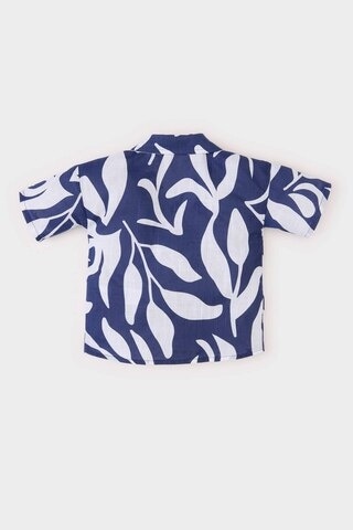DeFacto Erkek Bebek Desenli Flamlı Poplin Kısa Kollu Gömlek E2024A525SMNV241 Lacivert