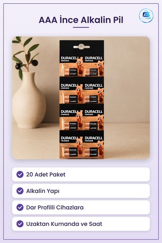 Aaa İnce Alkalin Pil 20 Adet Uzaktan Kumanda Saat Oyuncak El Fene