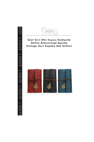 Özel Seri Ofis Eşyası Hediyelik Defter Kahverengi Ajanda Vintage Deri Kapaklı Not Defteri Çok Renkli