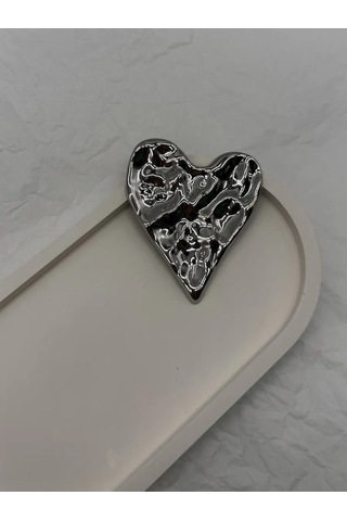 Best Price 34 Elbise Ve Ceket İçin Şık Kalpli Bijuteri Toka 342231421 Gri