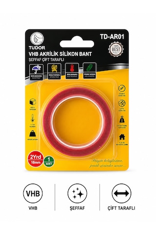 Tudor Vhb Çift Taraflı Şeffaf Silikon Bant