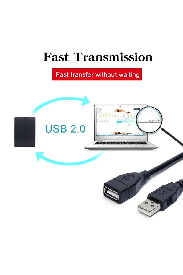 3 Metre 3mt Yüksek Hız Usb Uzatma Kablosu Uzatıcı Ara Kablosu Dişi Erkek Gerçek Usb 2.0 Kablo 3m
