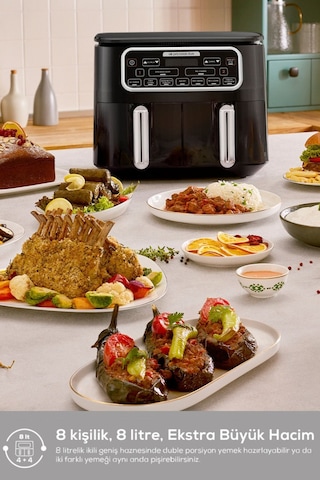 Karaca Air Pro Cook Duo Ev Yemeği Xxxl 8 Kişilik Airfryer 4 + 4 L