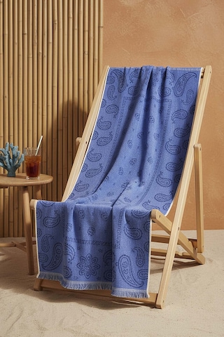 Mavi Retro %100 Pamuklu Plaj Havlusu 70x140 Cm