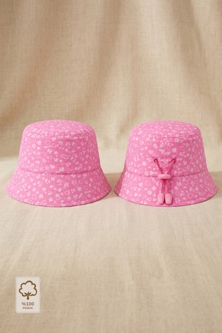 Minory Baby - %100 Pamuk Ayarlanabilir Bebek Şapkası 0-1 Yaş Pembe Pembe