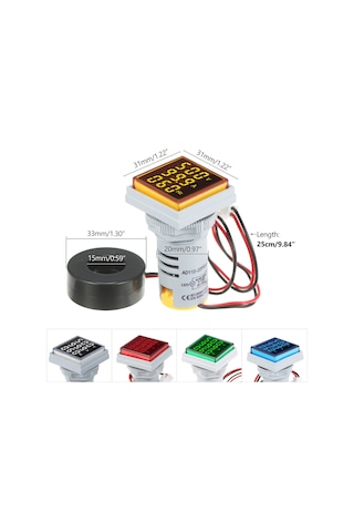 Samdoo Ad112-22fvah Çok Fonksiyonlu Ac Voltaj Akım Frekans Ölçer, Led Göstergeli, 60-500v 0-100a 20-75hz