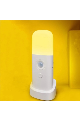 Hareket Sensörlü Şarjlı Led Gece Lambası 2000 Mah, 120 Algılama 5 Kademe Sos Modu Beyaz