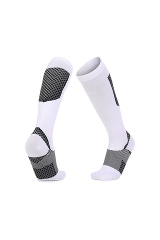 Folinda Unisex Spor Çorapları, Orta Boy, Kompresyon Desteği, Nefes Alıcı, Nem Emici, Futbol Koşu Yürüyüş İçin, Beyaz Siyah, Tek Çift Beyaz Siyah