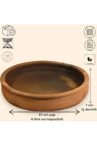 Büyük Boy Toprak Güveç Fırın Tepsisi 8-10 Kişilik 37 CM Toprak