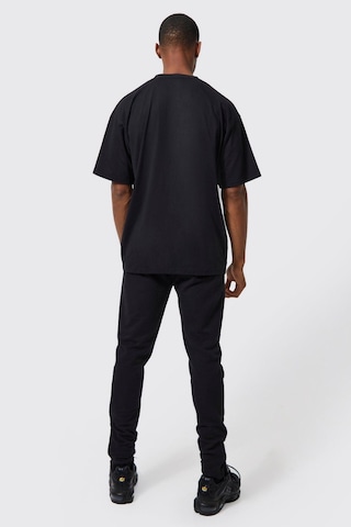 2'li Man Yazı Süprem T-shirt - Siyah Beyaz Baskılı Oversize Bisiklet Yaka Kısa Kol Tişört Siyah Beyaz