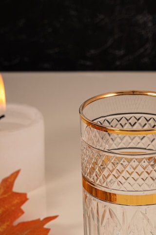 Mest 6'lı Kristal Altın Yaldız 295 Cc Meşrubat Ve Su Bardağı Seti Çok Kullanımlı Bardaklar Gold