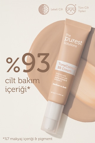 The Purest Solutions Lekeli Ciltler İçin Cilt Tonu Eşitleyici BB Krem ,SPF 50 + 40 ml – Orta / Koyu Ton
