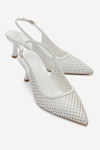 Luvishoes Uvıen Beyaz Cilt Kadın Topuklu Ayakkabı