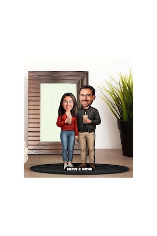 Bk Gift Kişiye Özel Sevgili Karikatürlü Ahşap Biblo -5, Fotoğraftan Karikatür, Sevgililer Günü Hediyesi, Ev Hediyesi Kobitmeyencom36332 Bk Gift