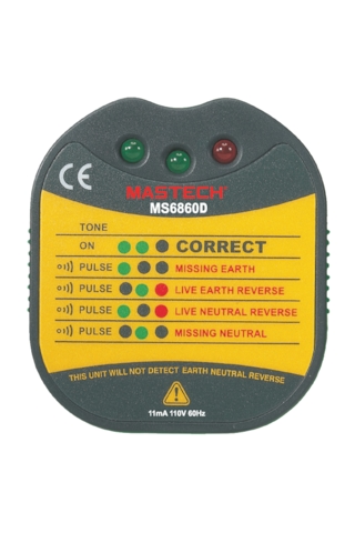 Mastech Ms6860d Priz Test Cihazı Siyah Ve Yeşil