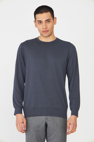 White Stone Antrasit Basic Bisiklet Yaka Erkek Sweatshirt Antrasit