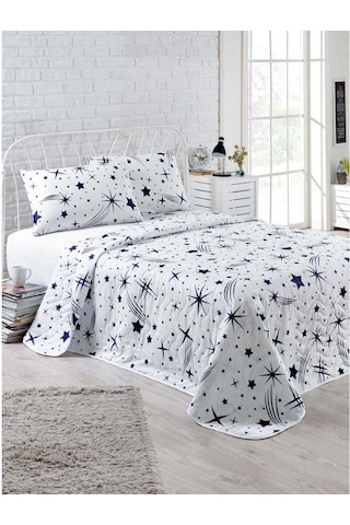 Kapitone Yatak Örtüsü Seti Tek Kişilik Halley Beyaz