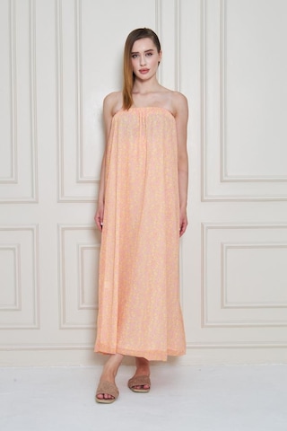 Kadın Straplez Astarlı Şifon Midi Yazlık Elbise 3753374 Pembe