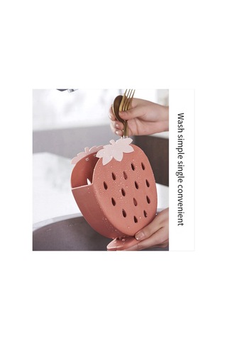 Xurunkeji Sevimli Çilek Çubuk Tutucu, Süzgeç Rafı, Mutfak Eşyaları Depolama Rafı, Süzgeç Kaşık Çatal Bıçak Raf Tutucu Kırmızı Kırmızı