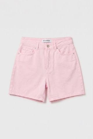 Itsbasic Kadın Light Pembe Diana 6s6-98 Relax Mom Fit Denim Şort
