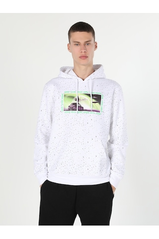 Colin's Colins Regular Fit Kapüşonlu Baskılı Beyaz Erkek Sweatshirt Cl1060038 Beyaz