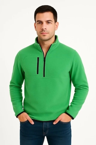 Defymoda Arka Polar Kazak Dik Yaka - Yeşil