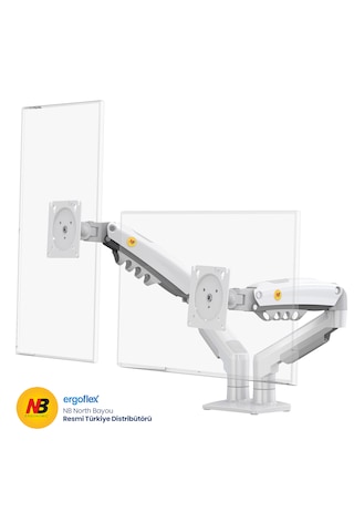 Nb Ergonomic Nb F160 17-27inch Cift Kol 2-9 Kg Amortisorlu Monitor Standı Beyaz