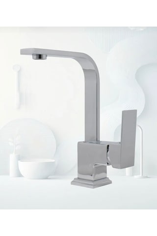 Eskaya 4 Lü Robot Duş Seti Ağır Kare Banyo Lavabo Mutfak Bataryası 4 Lü Set Garantiili Bej