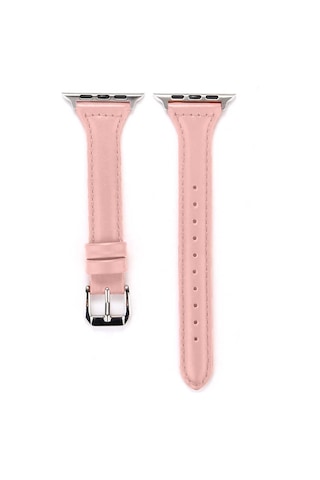 Watch Ultra 49mm Kordon Uyumlu Krd-28 Deri Strap Kayış Clo- Pembe