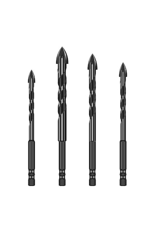 Yunboo 10'lu Karbür Matkap Ucu Seti - Dört Kenarli, Cam/seramik Delici, Hızlı Kesim, Altıgen Sap, Li-poly/el/stahta Matkap Uyumlu