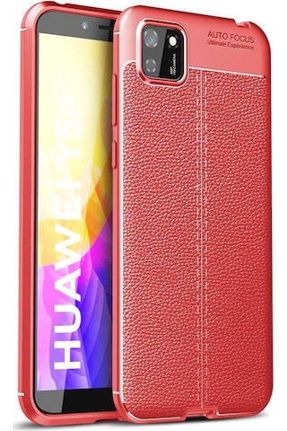 Huawei Y5p Kılıf Focus Deri Desen Silikon Arka Kapak