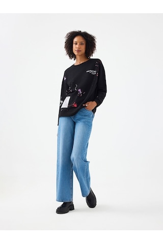 LOFT Relax Fit Kadın Sweatshirt Siyah