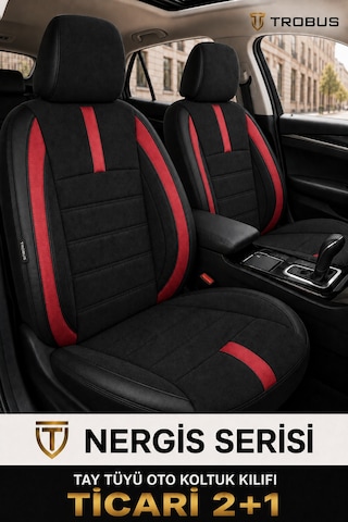 Ford Connect 2004-2010 Uyumlu Nergis Serisi Ortopedik Tay Tüyü Ticari 2+1 Oto Koltuk Kılıfı Kırmızı
