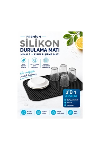 Tezgah Üstü Bulaşık Kurutma, Durulama Matı, Isıya Dayanıklı, Kaymaz Ve Katlanabilir %100 Silikon Siyah - 904899893 Siyah Tezgah Üstü Bulaşık Kurutma, Durulama Matı, Isıya Dayanıklı, Kaymaz Ve Katlanabilir %100 Silikon Siyah - 904899893 Siyah