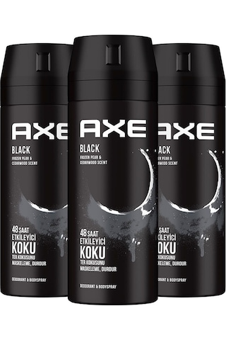 Erkek Deodorant & Bodyspray Black 48 Saat Etkileyici Koku Vücut Spreyi 150 Ml X3 Adet