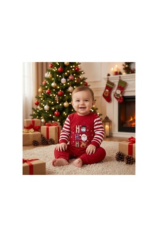 Babysena Ho Ho Ho Yılbaşı Temalı Bebek Tulum Kırmızı