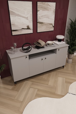 Asra Trend Lüks Konsol Tv Ünitesi %100 Mdf Salon Ve Yemek Odası Ünitesi Knsl02 Kül Gri