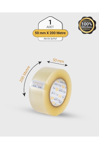 1 Koli 42 Adet Akrilik Şeffaf Koli Bandı 50mm X 200mt Güçlü Yapışkan Diğer