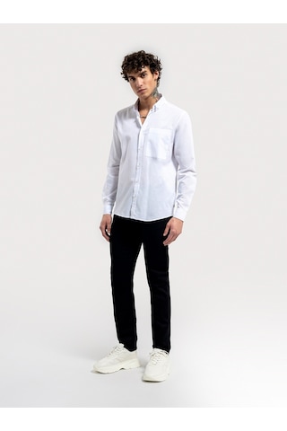 Oversize Fit Erkek Gömlek U.kol Beyaz