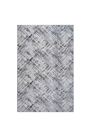 Plato Halı Parantez Efsane Lüks Oturma Odası, Salon, Antre, Yıkanabilir Polyester Kaymaz Taban Gri Halı