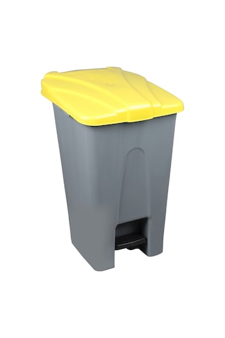 Safell Plastik Pedallı Çöp Kovası 70Lt Çöp Konteyneri Grisarı