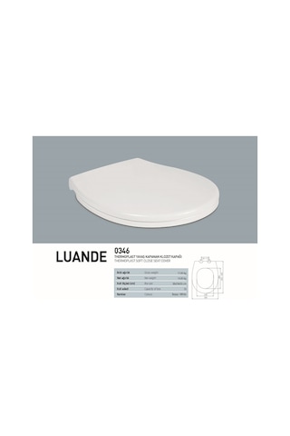 Luande Yavaş Kapanır Thermoplast Klozet Kapağı Klasik Model Arkası Oval Gelen Klozetlerle Uyumludur Beyaz