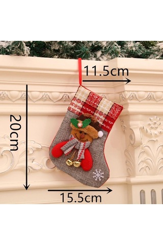 Noel Çorabı Süslemeleri, Noel Ağacı Süsleri, Festival Aksesuarları/çan Çoraplar Geyik/keten Keten Çan Çoraplar Geyik